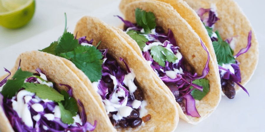 Easy bean vego tacos - recipes - 900x450px