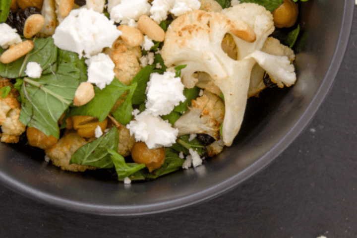 Roasted cauliflower and chickpea salad
