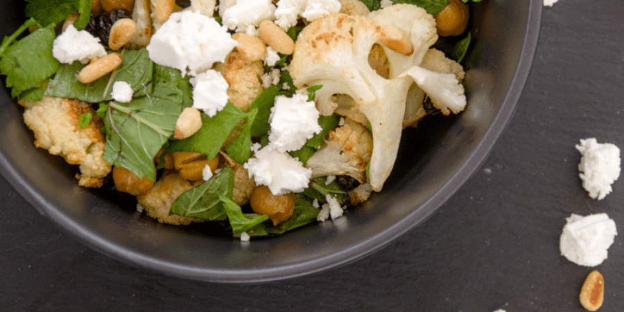 Roasted cauliflower and chickpea salad