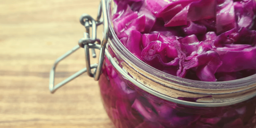 Turkish pickled red cabbage in a jar